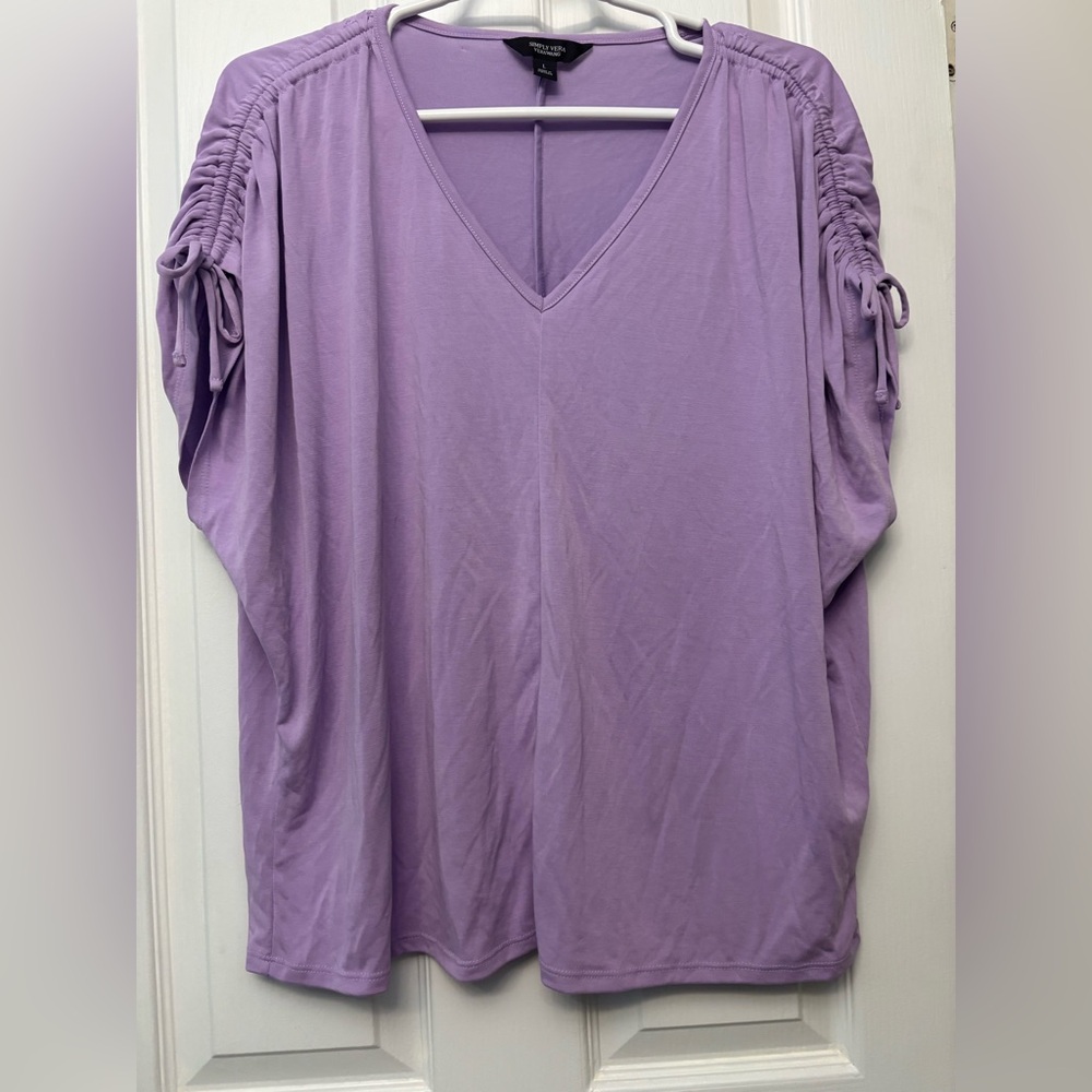 Simply Vera Vera Wang Purple Ruched 3/4 Sleeve Blouse